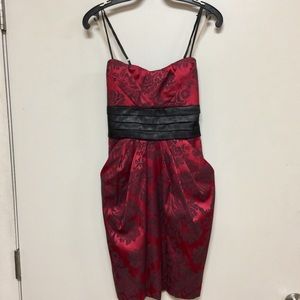 Black Bow Red Floral Bubble Dress with straps